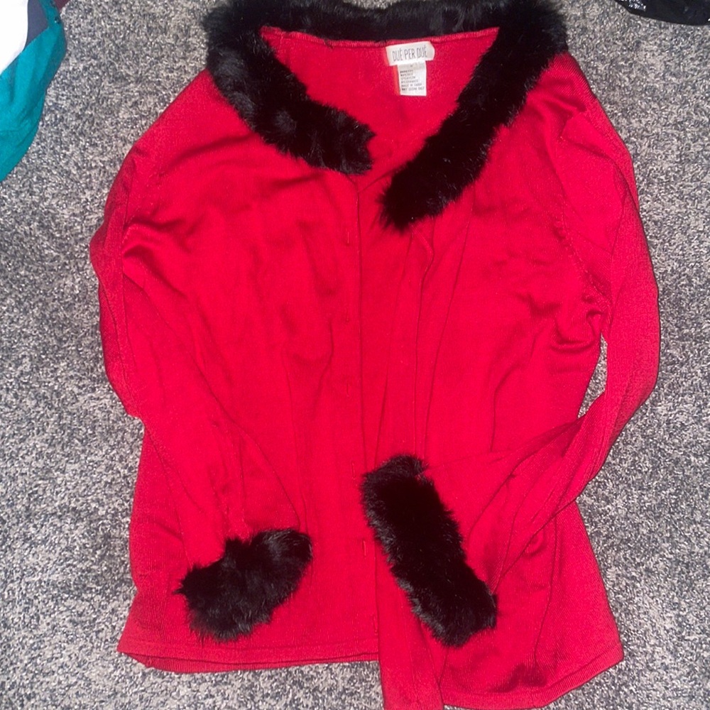 Due Per Due Vintage Silk Fur Lined Button Front Cardigan